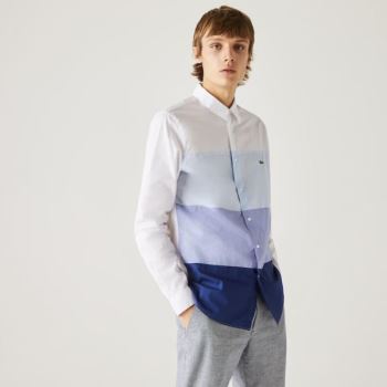 Lacoste Regular Fit Colorblock Cotton Shirt Pánské - Šortky Tmavě Blankyt Blankyt / Fialové / Světle